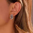 Silver Zigzag Stud Earrings in zamak - Trendy Jewelry