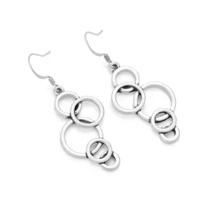 Antique Silver Linked Circles Earrings - Best Seller