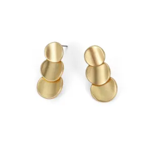Matte Gold Triple Disc Earrings - Best Seller