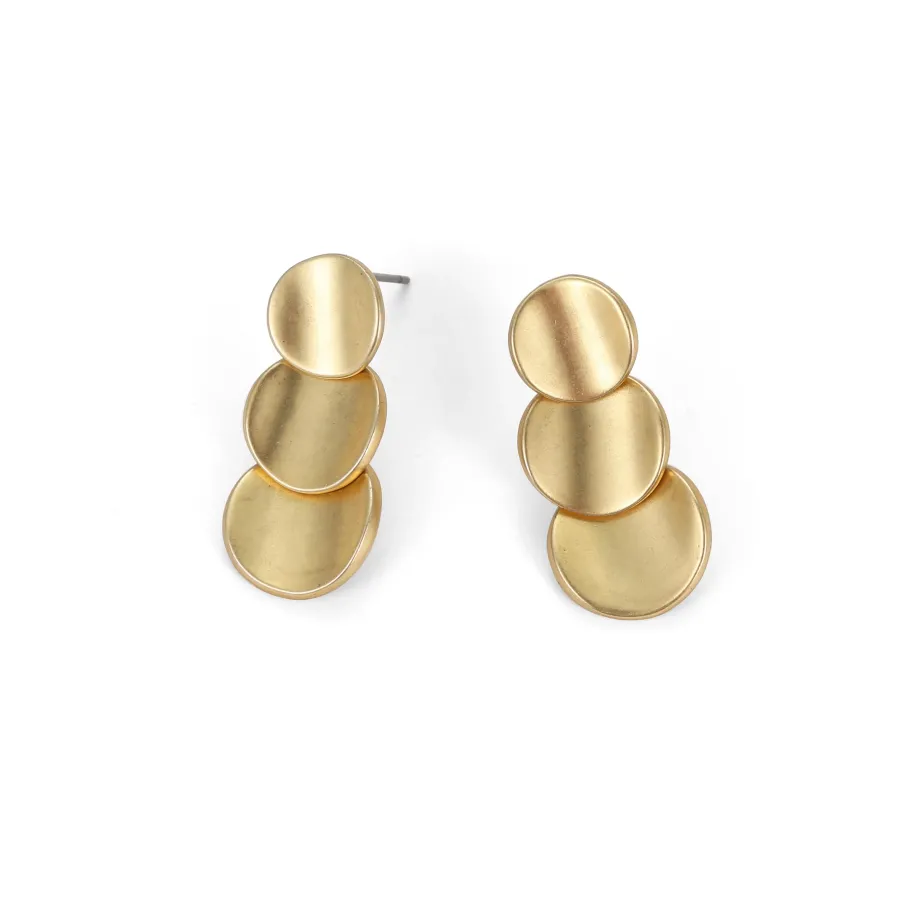 Matte Gold Triple Disc Earrings - Best Seller Matte Gold Triple Disc Earrings - Best Seller