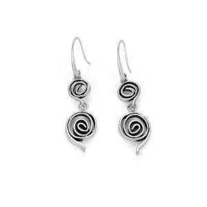 Antique Silver Spiral Drop Earrings - Artistic Elegance