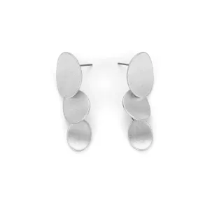 Silver Oval Drop Earrings - Modern Elegance
