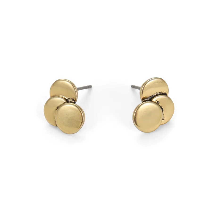 Golden Disc Stud Earrings – Elegant Designer Jewelry Golden Disc Stud Earrings – Elegant Designer Jewelry