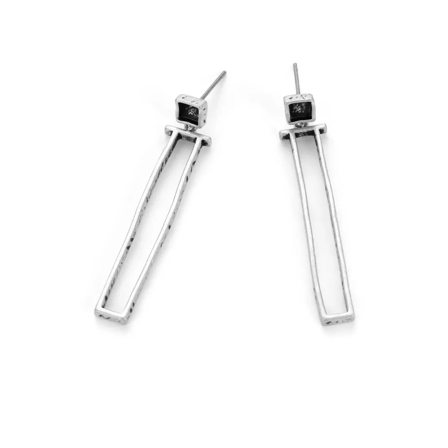 4.5 cm antique silver drop earrings with irregular lines 4.5 cm antique silver drop earrings with irregular lines