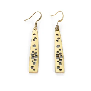 Gold-Plated Earrings - Geometric Cut-Out Design