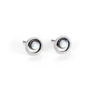 Elegant silver-finish stud earrings with mother-of-pearl