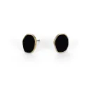 Elegant gold-finish stud earrings with black resin