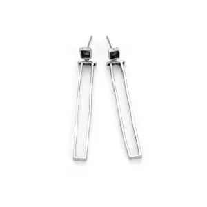5.5 cm antique silver drop earrings with irregular lines