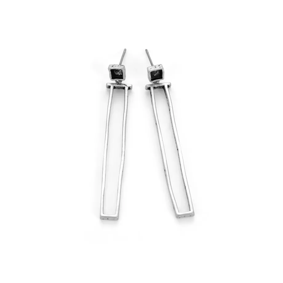 5.5 cm antique silver drop earrings with irregular lines 5.5 cm antique silver drop earrings with irregular lines