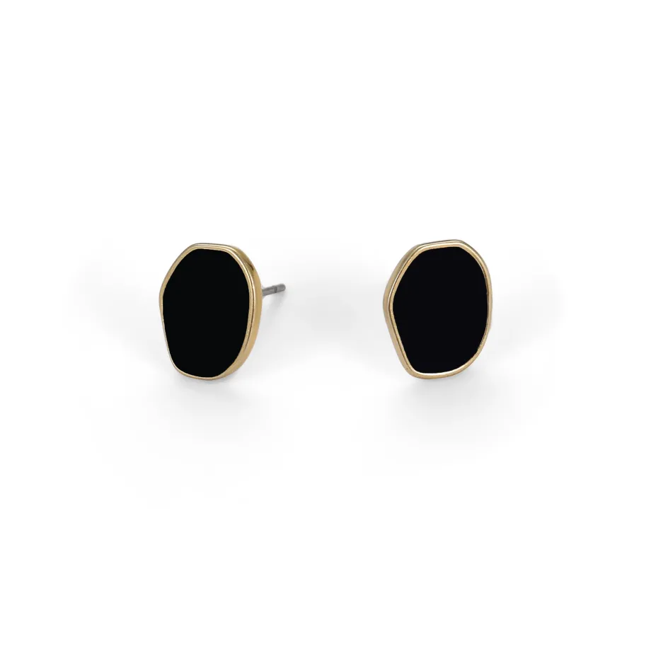 Small gold stud earrings with black resin Small gold stud earrings with black resin