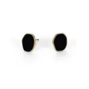 Small gold stud earrings with black resin