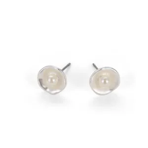 Boucles d'oreilles blanches mates avec perle