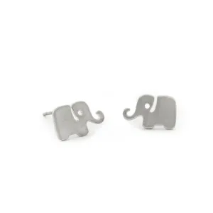 Brushed rhodium elephant stud earrings