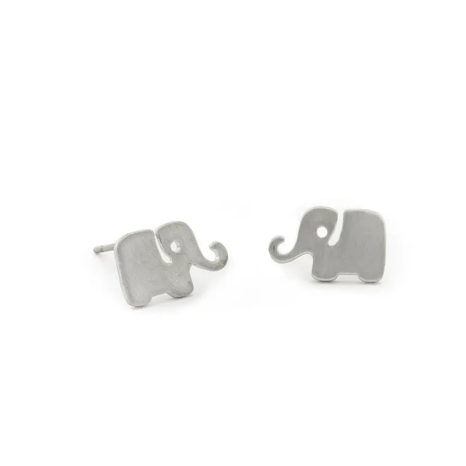 Brushed rhodium elephant stud earrings Brushed rhodium elephant stud earrings