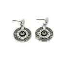 Silver-plated engraved earrings with antique finish